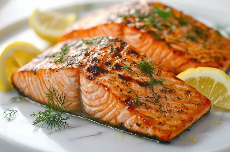Cedar Plank Grilled Salmon with Dill Butter