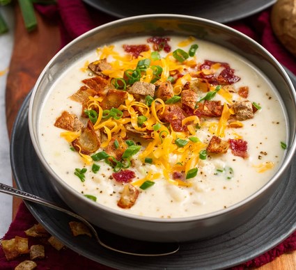 Loaded Baked Potato Soup with Bacon and Cheese