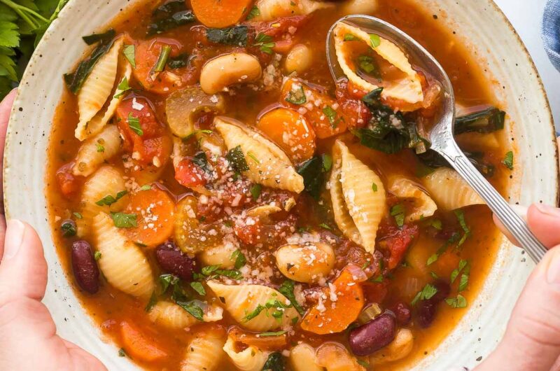 Hearty Minestrone Soup with Pasta and Beans