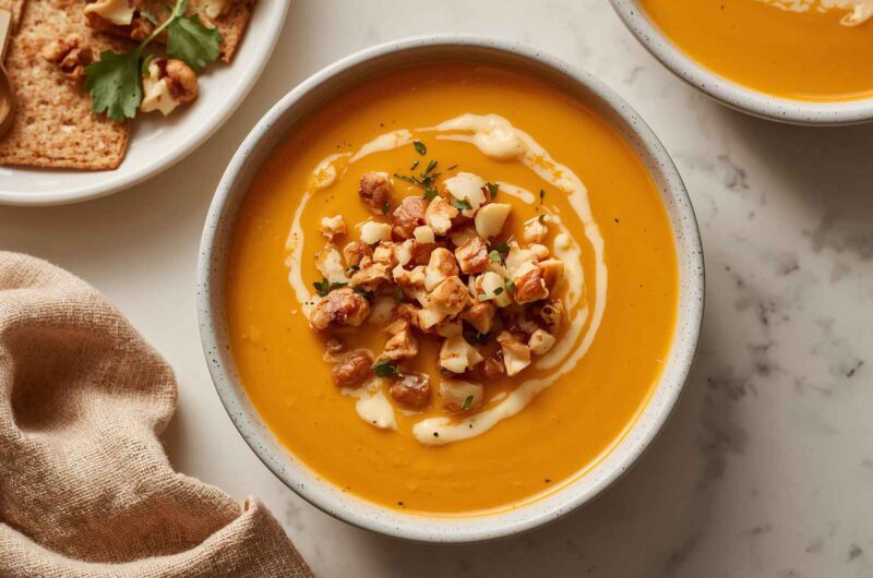 Carrot Ginger Soup with Toasted Walnuts