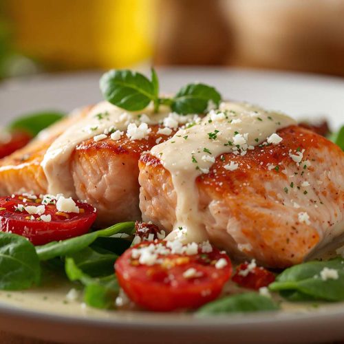 Creamy Tuscan Salmon with Spinach, Sun-Dried Tomatoes, and Garlic Cream ...
