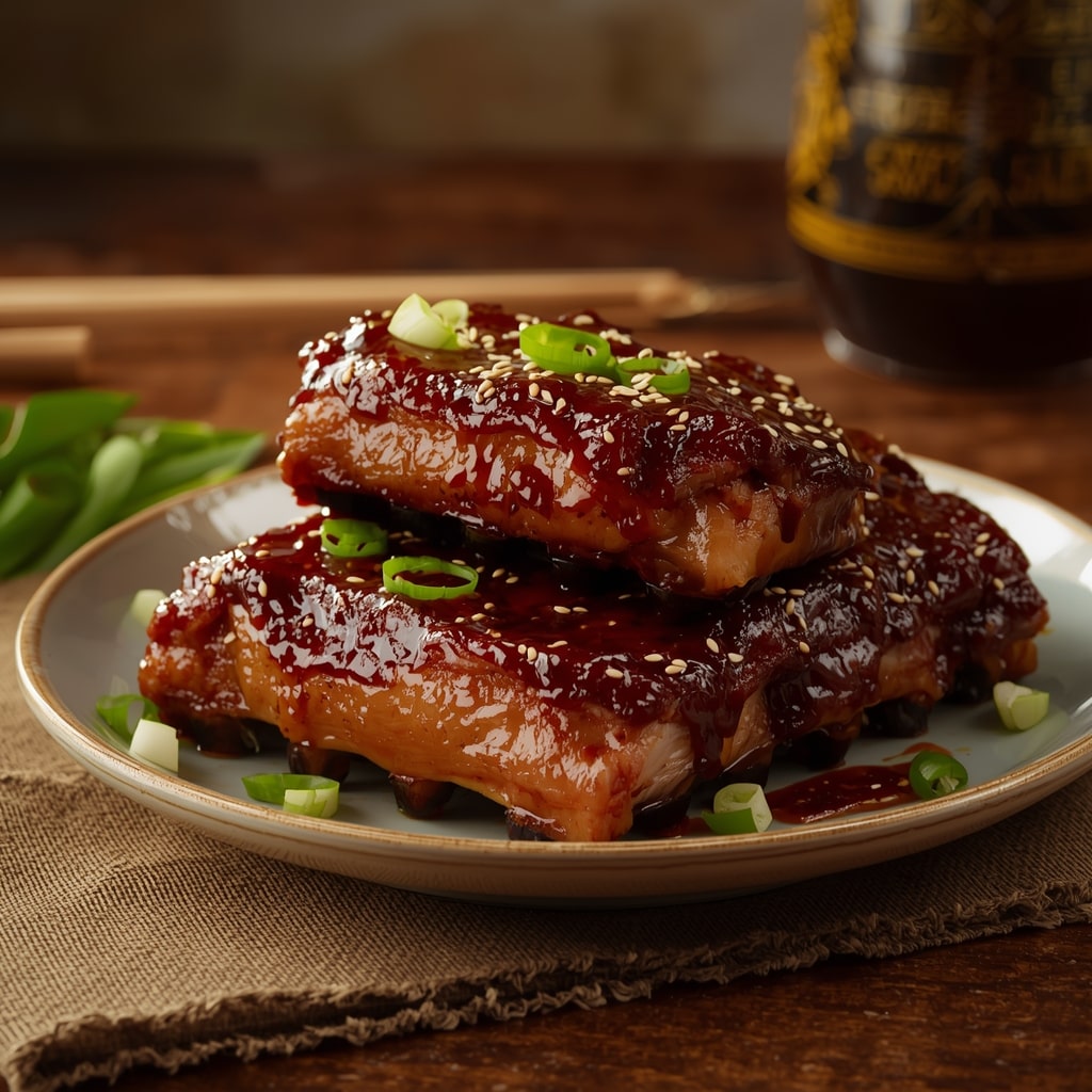 Sticky Honey Soy Pork Ribs with Sesame Seeds