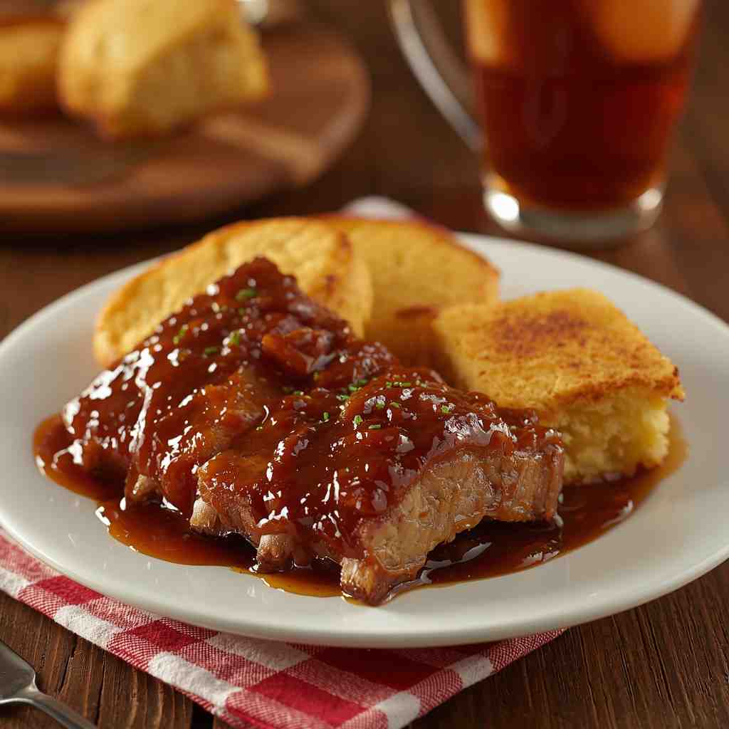 Baked Brown Sugar Pork Ribs with Cornbread