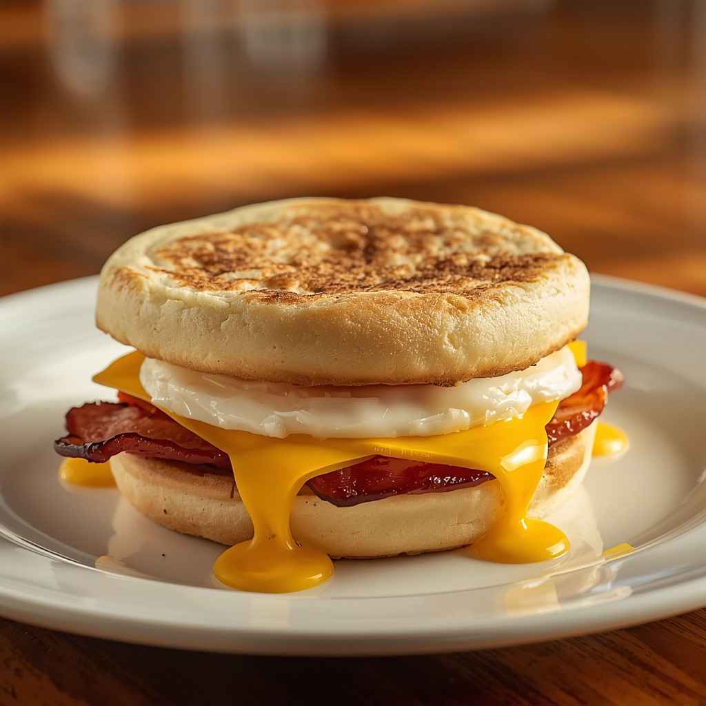 Egg and Bacon Breakfast Sandwich with Cheddar