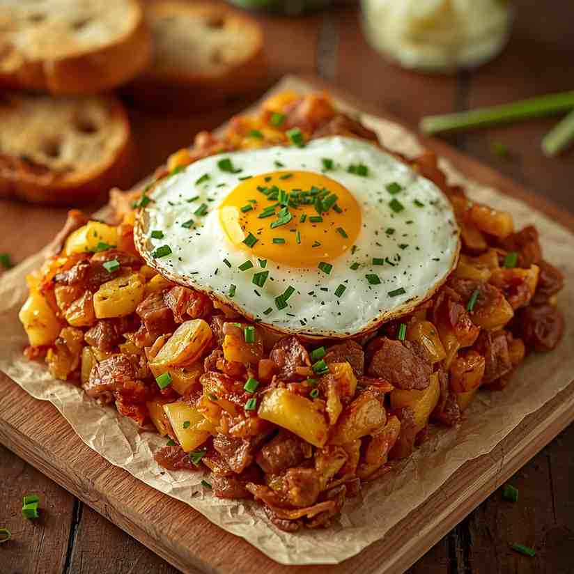 Pork and Potato Hash with Fried Egg