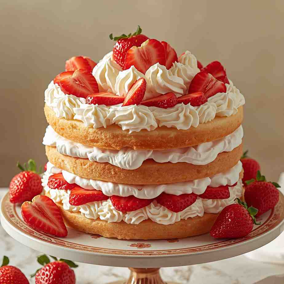 Strawberry Shortcake Layer Cake with Whipped Cream