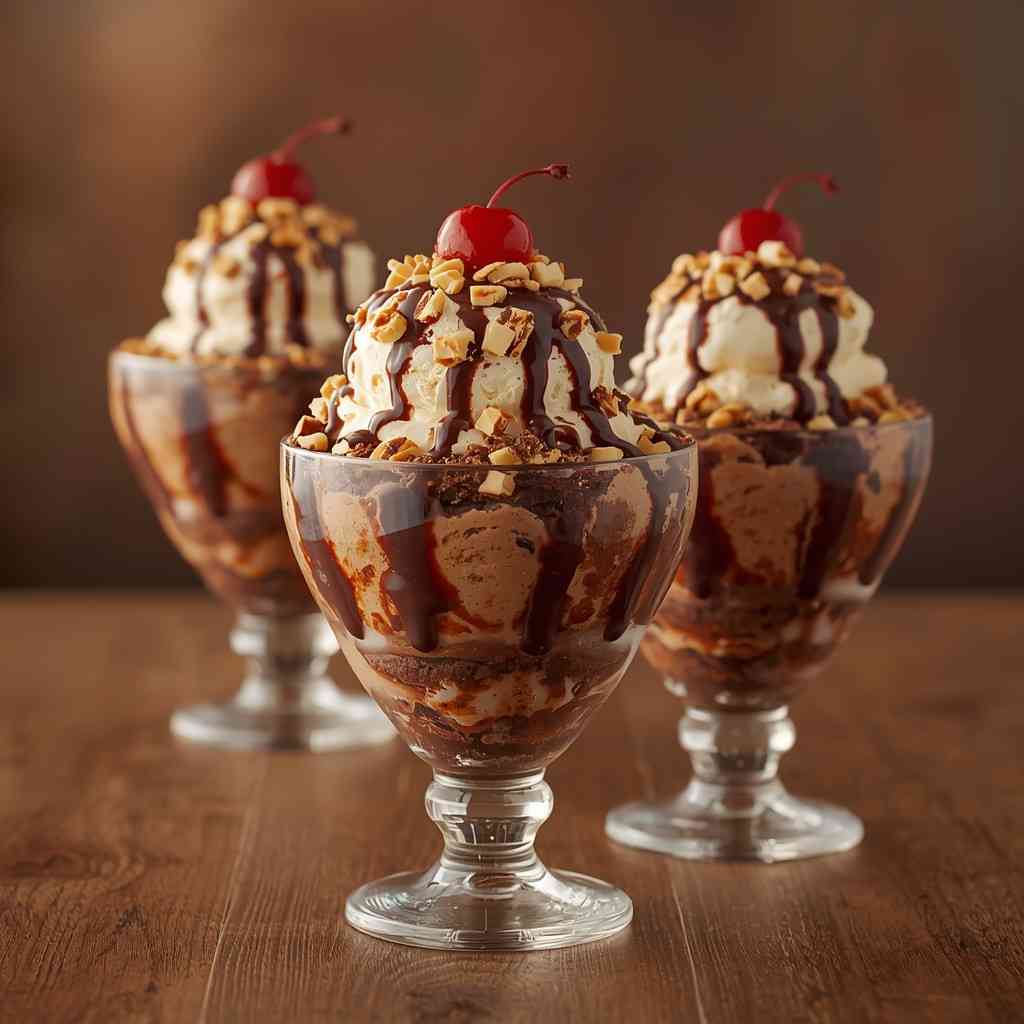 Brownie Ice Cream Sundaes with Hot Fudge