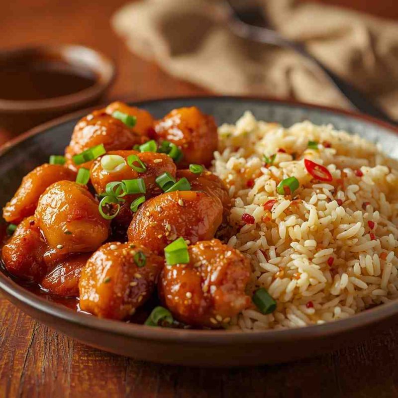 Menchie Fried Rice Chicken Manchurian with Fried Rice
