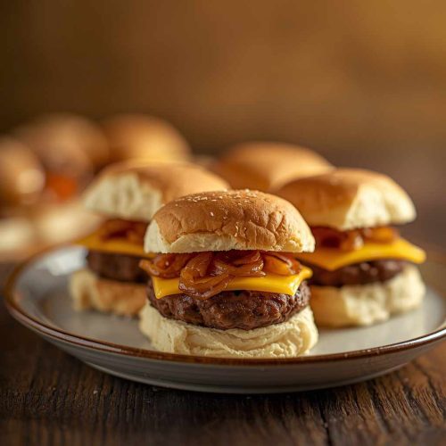 Mini Sliders with Caramelized Onions and Cheese