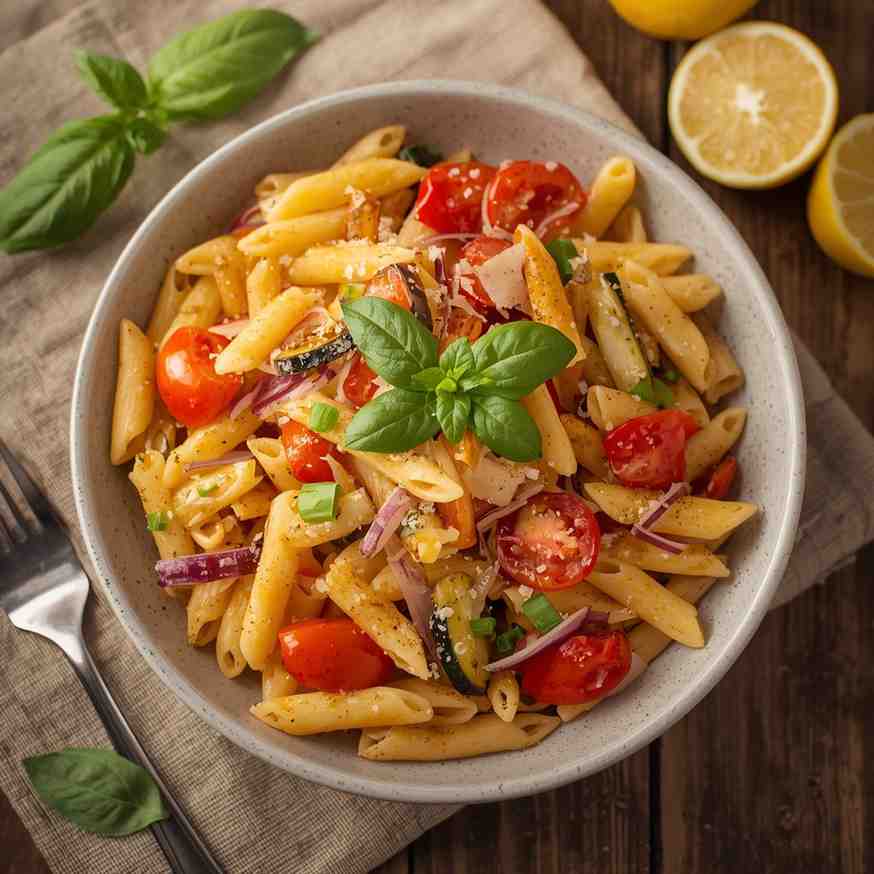 Penne Pasta Salad with Roasted Vegetables
