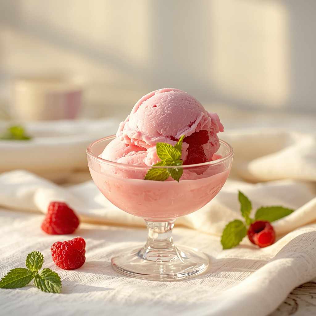 Winco Raspberry Sorbet Raspberry Sorbet with Fresh Mint