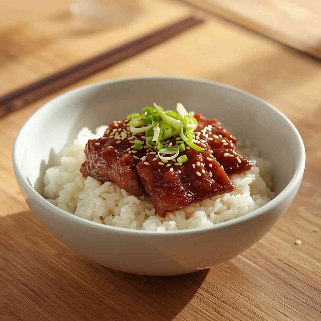 Steamed Beef Rice Teriyaki Beef Bowl with Steamed Rice