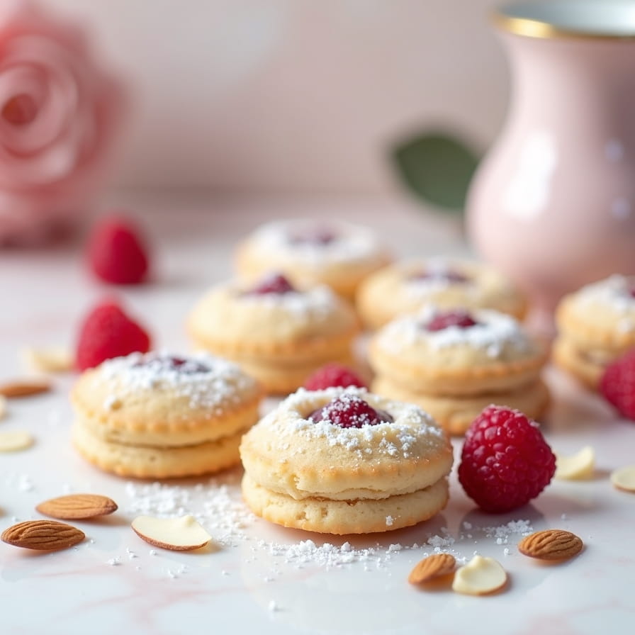 Raspberry Almond Thumbprint Cookies