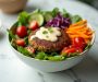 Veggie Burger Bowl with Tahini Dressing