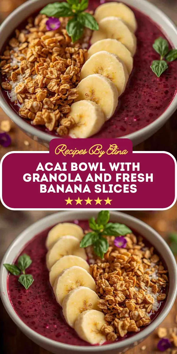 Acai Bowl with Granola and Fresh Banana Slices