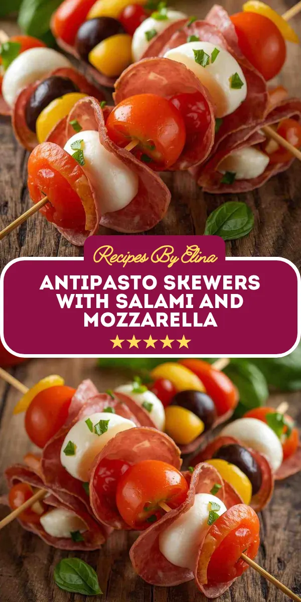 Antipasto Skewers with Salami and Mozzarella