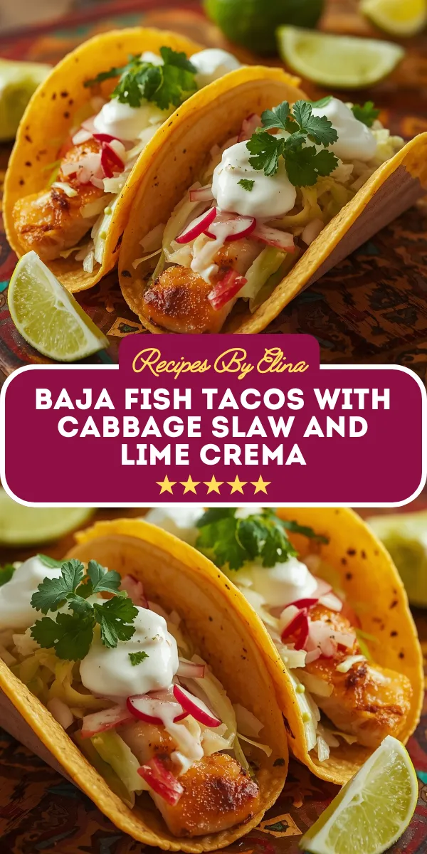 Baja Fish Tacos with Cabbage Slaw and Lime Crema