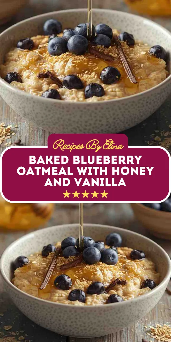 Baked Blueberry Oatmeal with Honey and Vanilla