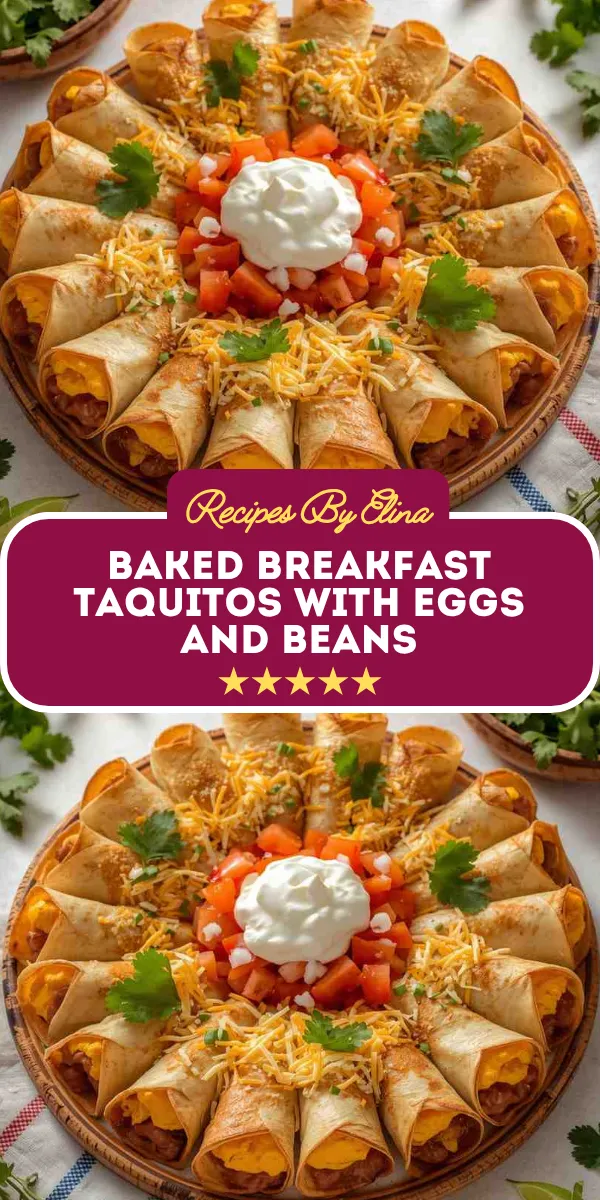 Baked Breakfast Taquitos with Eggs and Beans