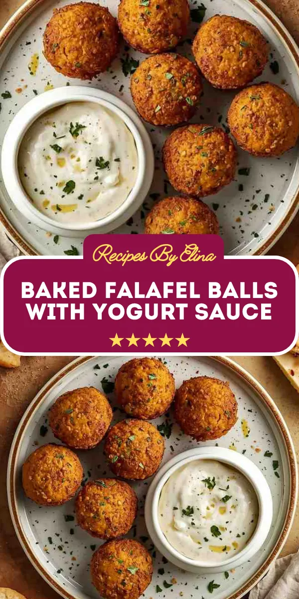 Baked Falafel Balls with Yogurt Sauce