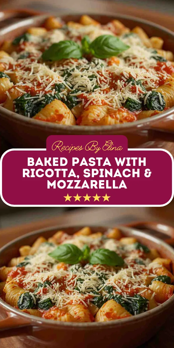 Baked Pasta with Ricotta, Spinach & Mozzarella