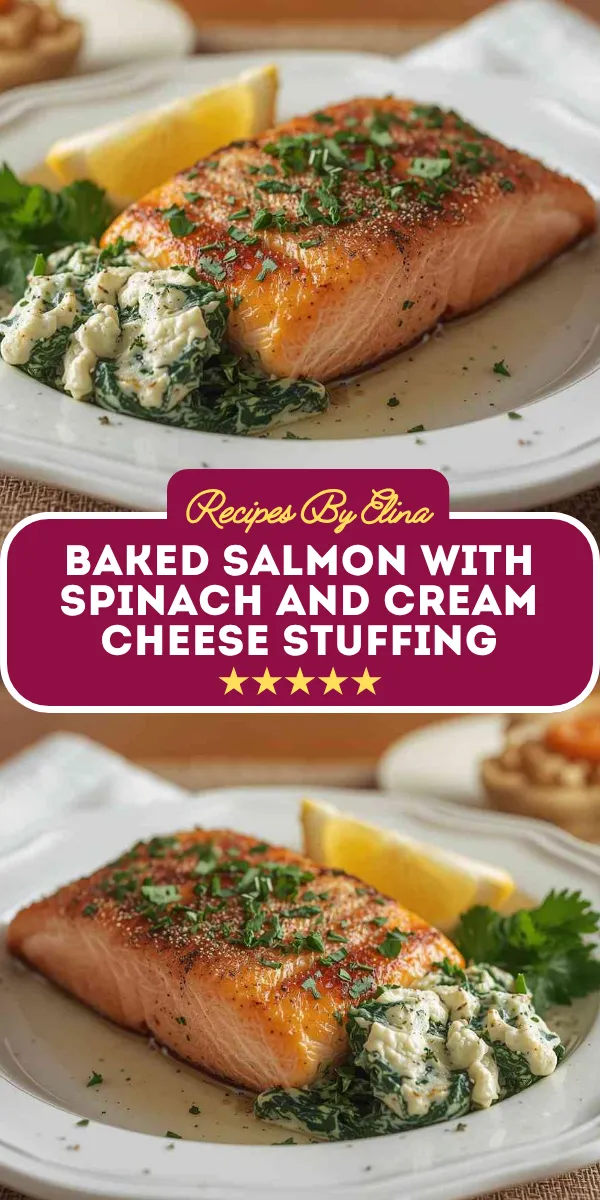 Baked Salmon with Spinach and Cream Cheese Stuffing
