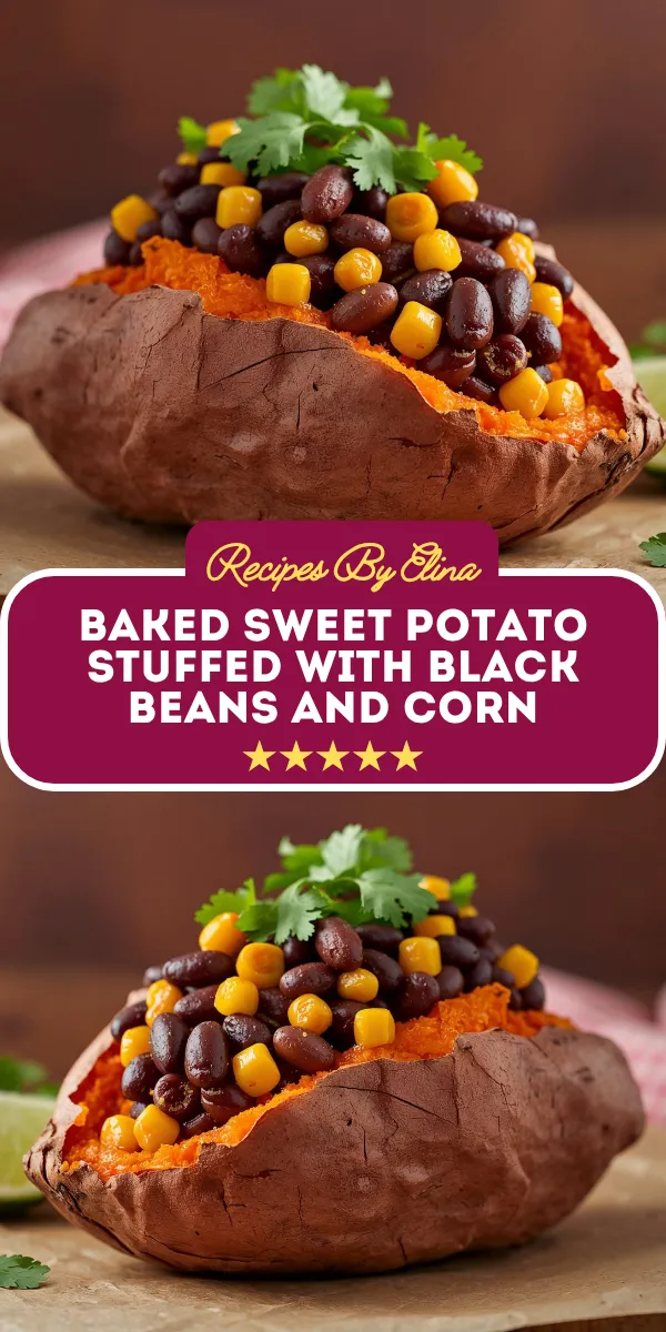 Baked Sweet Potato Stuffed with Black Beans and Corn
