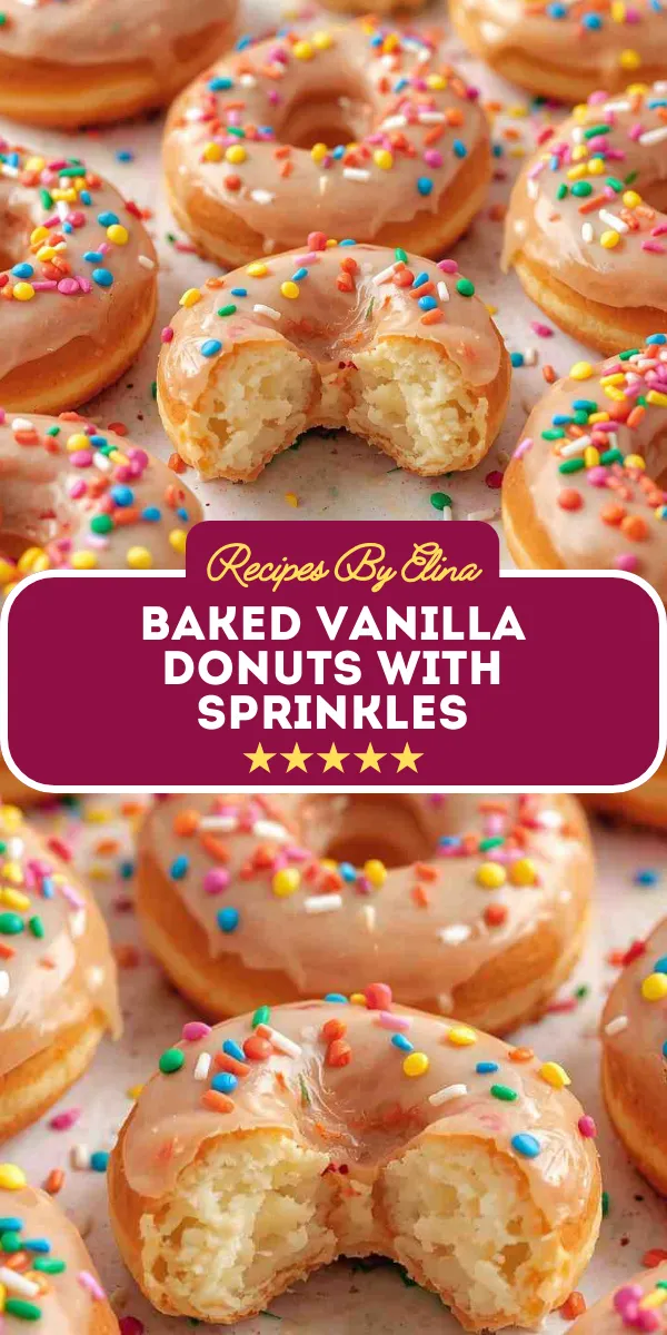 Baked Vanilla Donuts with Sprinkles