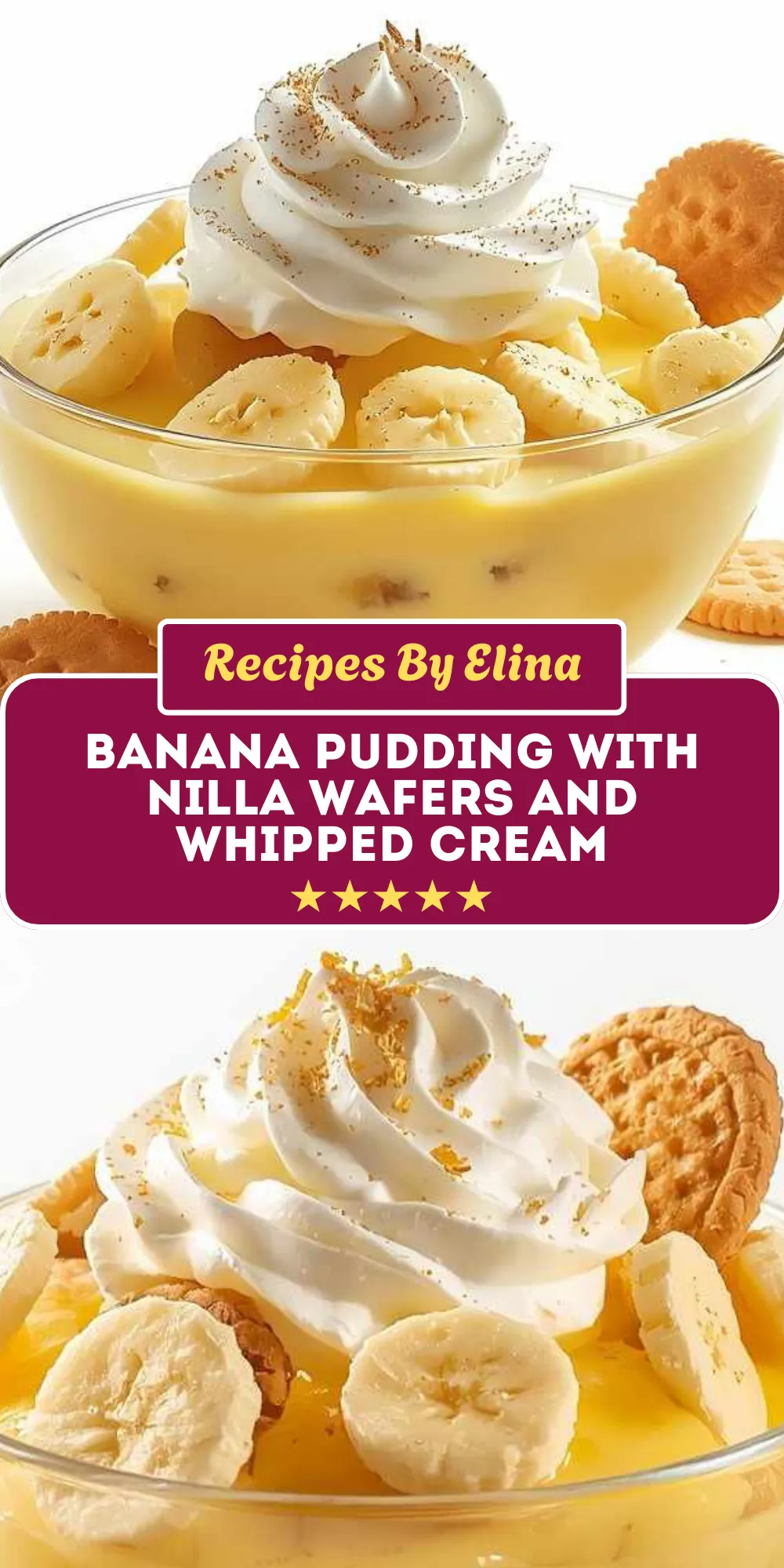Banana Pudding with Nilla Wafers and Whipped Cream