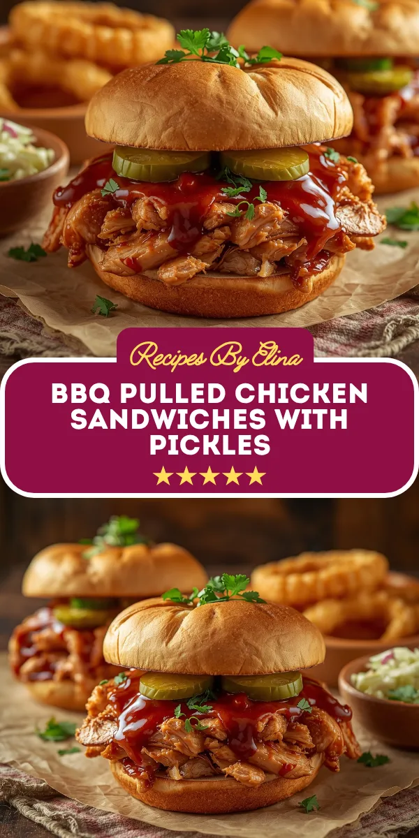 BBQ Pulled Chicken Sandwiches with Pickles