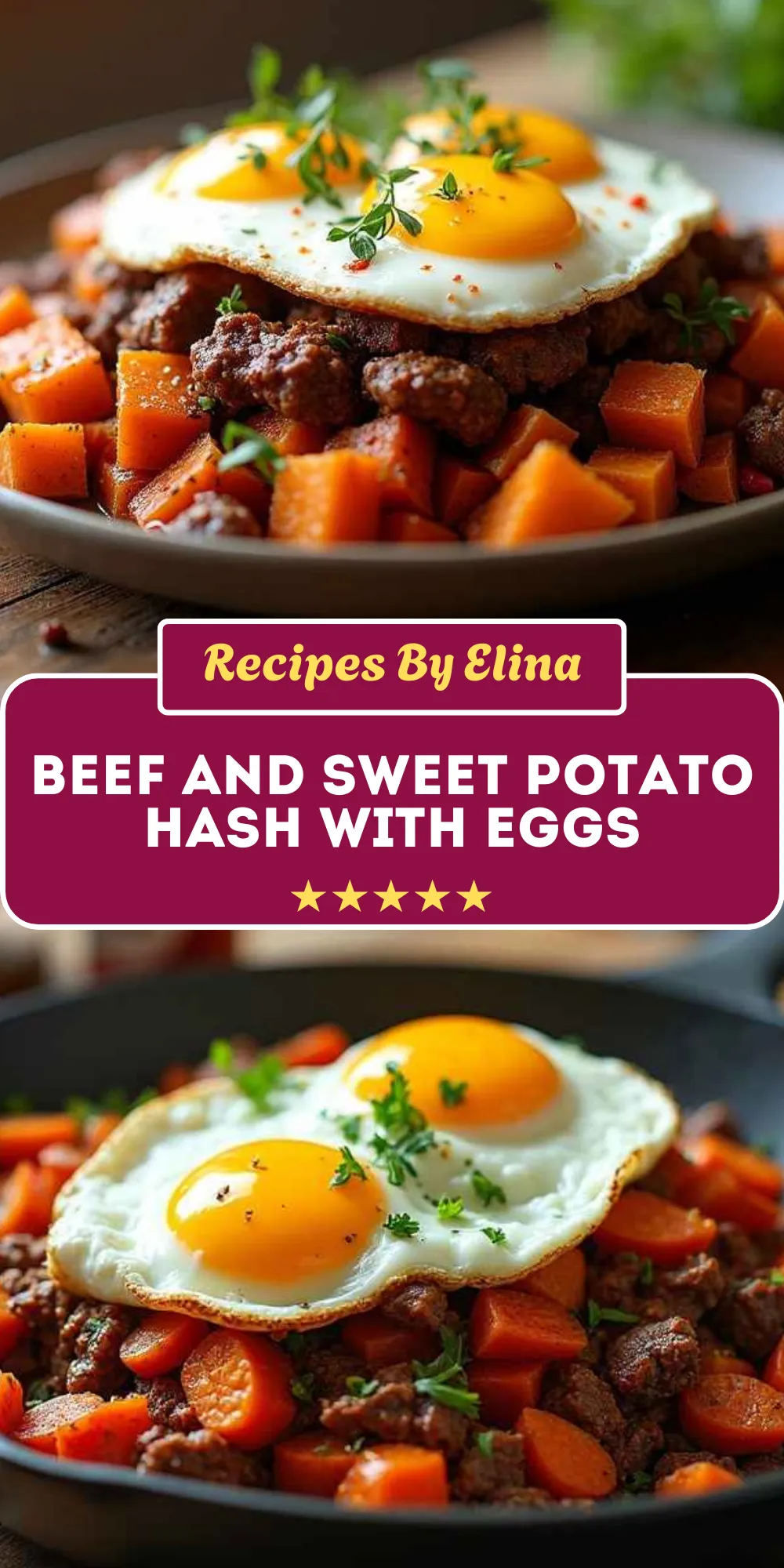 Beef and Sweet Potato Hash with Eggs