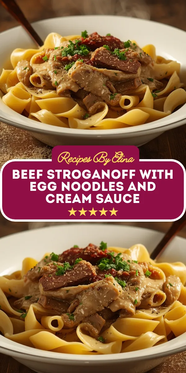 Beef Stroganoff with Egg Noodles and Cream Sauce