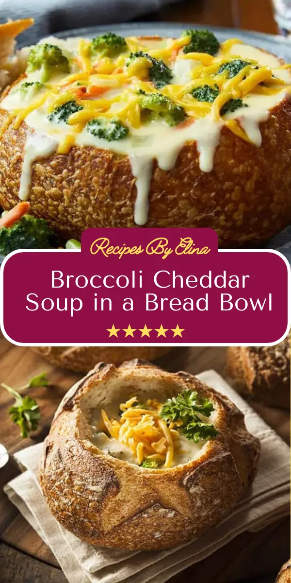 Broccoli Cheddar Soup in a Bread Bowl