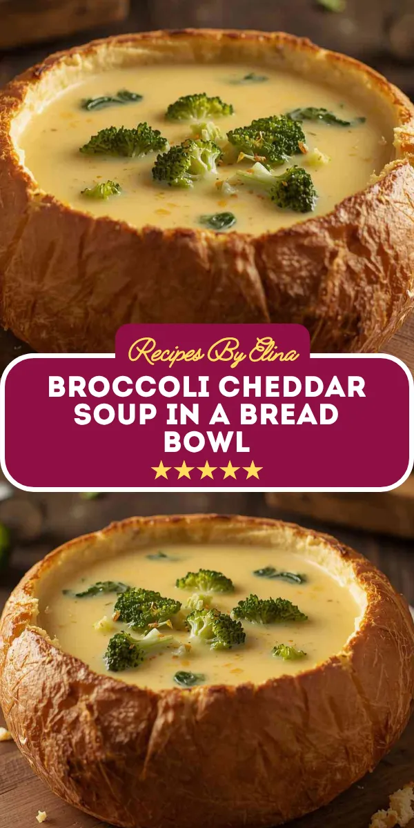 Broccoli Cheddar Soup in a Bread Bowl