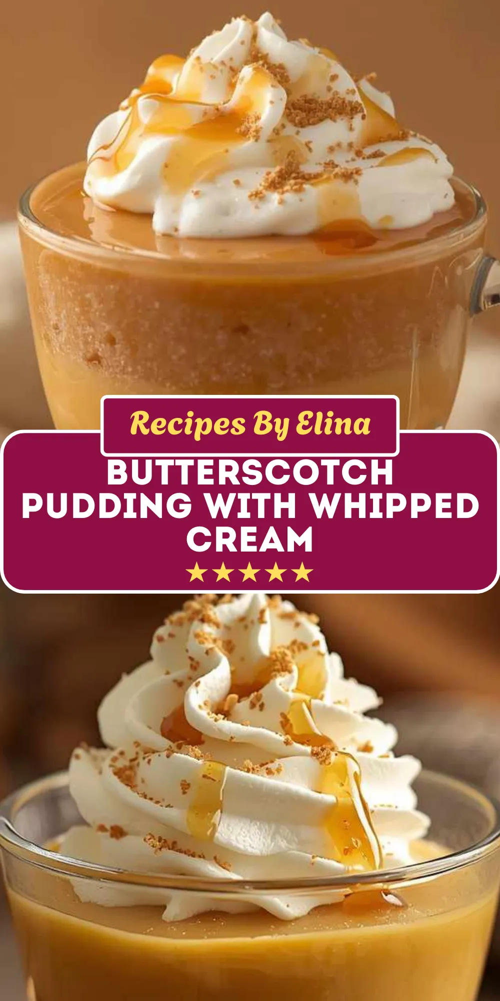 Butterscotch Pudding with Whipped Cream