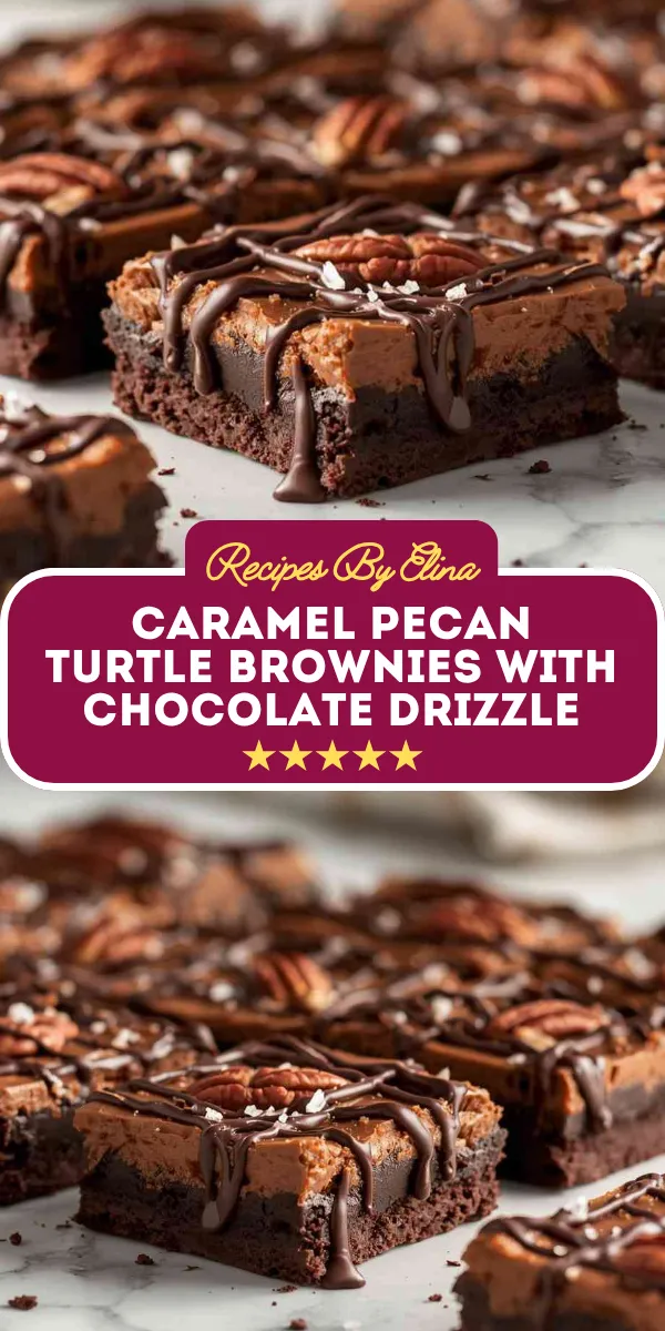 Caramel Pecan Turtle Brownies with Chocolate Drizzle