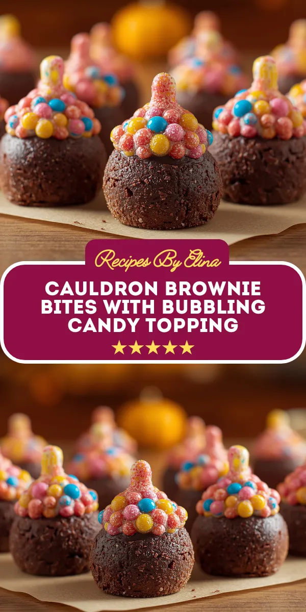 Cauldron Brownie Bites with Bubbling Candy Topping