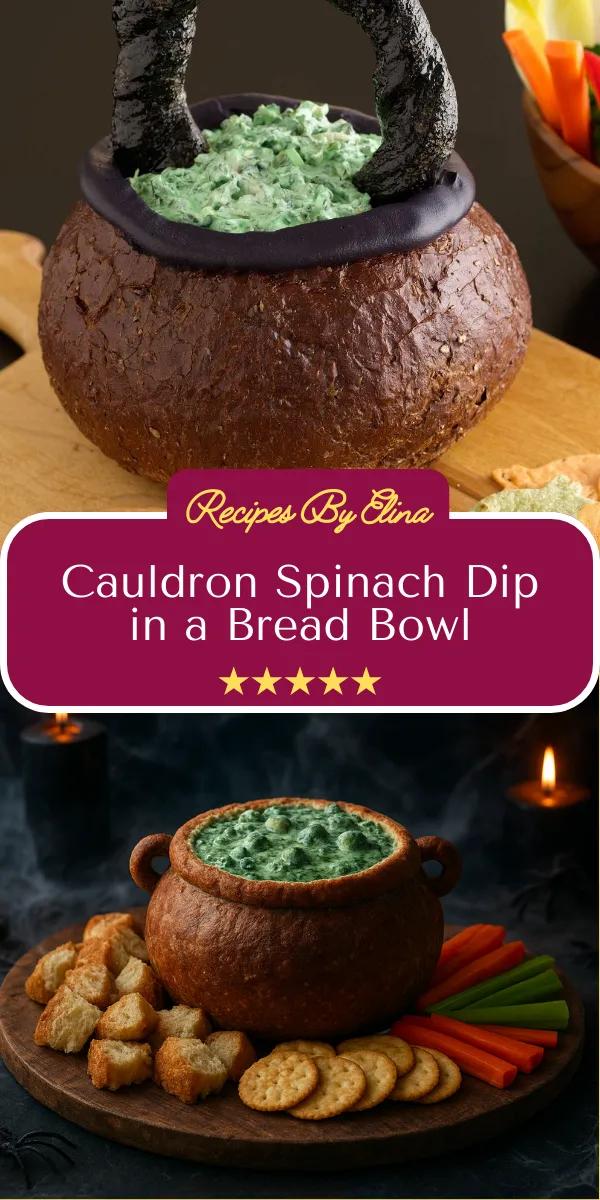 Cauldron Spinach Dip in a Bread Bowl
