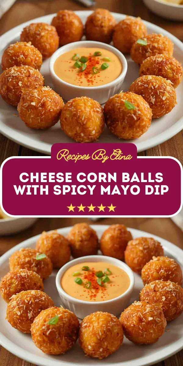 Cheese Corn Balls with Spicy Mayo Dip
