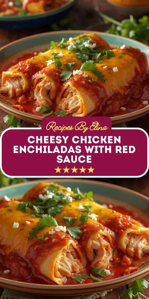 Cheesy Chicken Enchiladas with Red Sauce