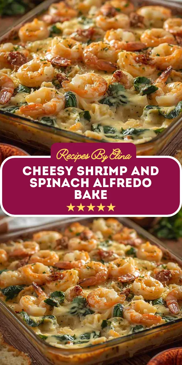 Cheesy Shrimp and Spinach Alfredo Bake