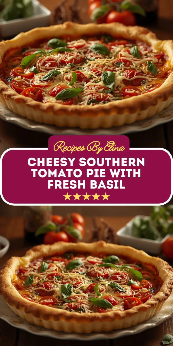 Cheesy Southern Tomato Pie with Fresh Basil