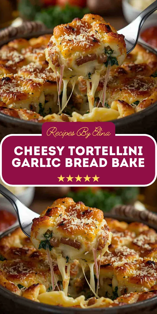 Cheesy Tortellini Garlic Bread Bake