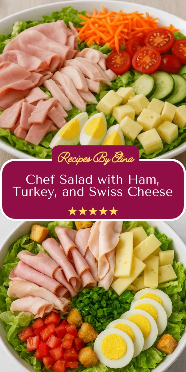 Chef Salad with Ham, Turkey, and Swiss Cheese