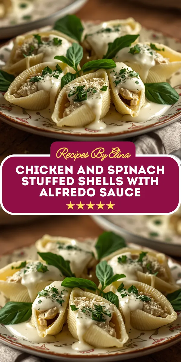 Chicken and Spinach Stuffed Shells with Alfredo Sauce