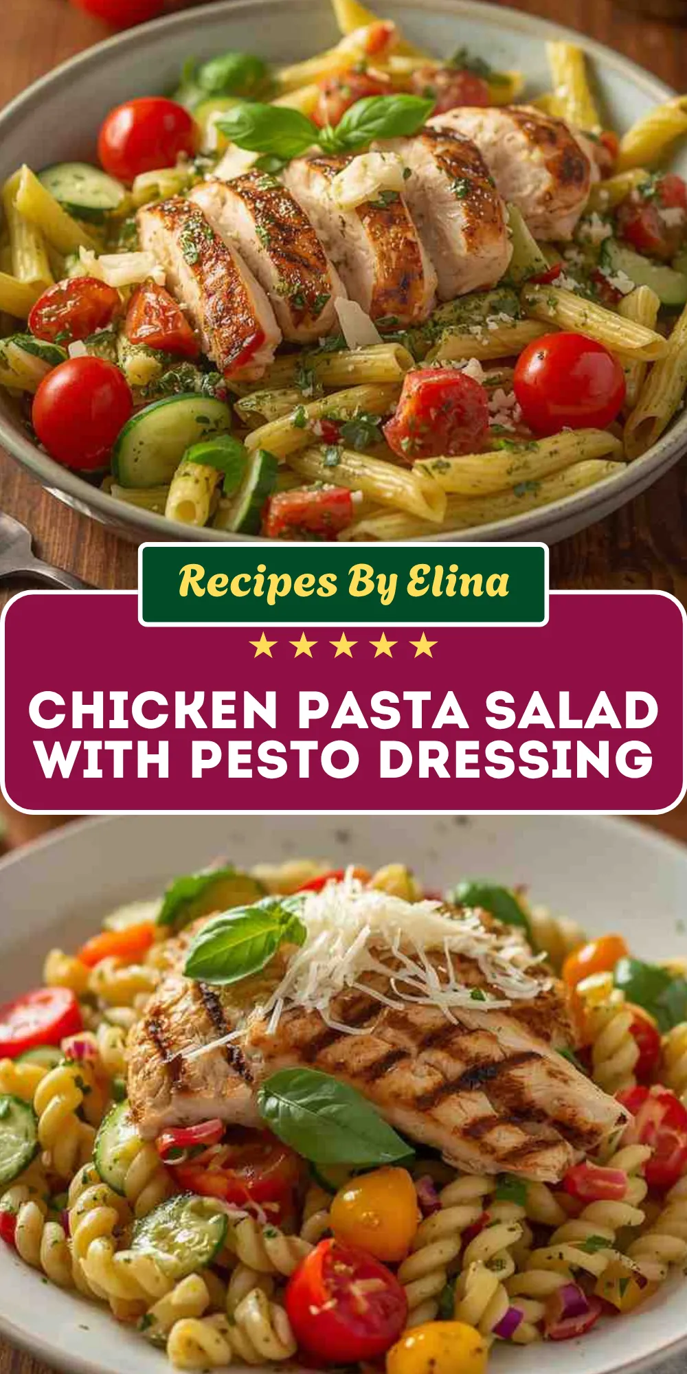Chicken Pasta Salad with Pesto Dressing