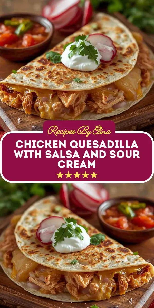 Chicken Quesadilla with Salsa and Sour Cream