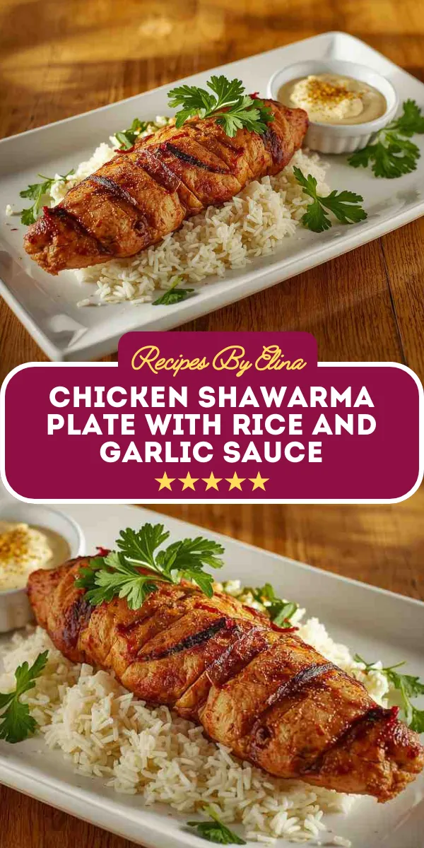 Chicken Shawarma Plate with Rice and Garlic Sauce