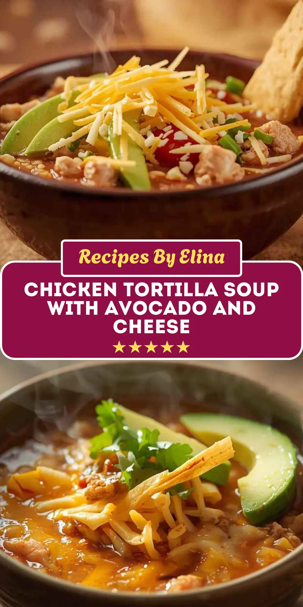 Chicken Tortilla Soup with Avocado and Cheese