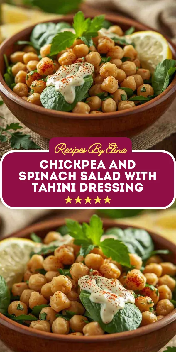 Chickpea and Spinach Salad with Tahini Dressing